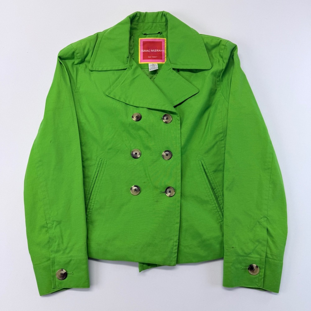 Isaac Mizrahi for Target Lime Green Double Breasted Pea Coat Quilted Lining L